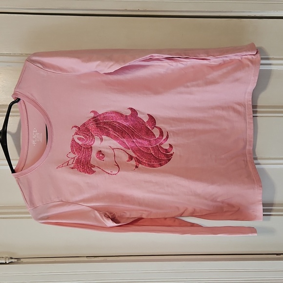 The Children's Place Pink Cotton Glitter Unicorn Top Size 16 - Picture 1 of 6